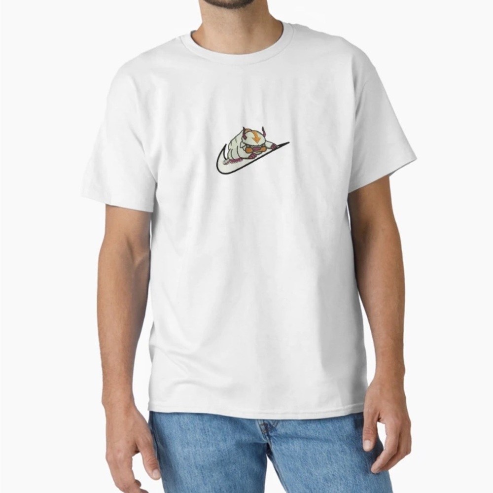 Appa white T shirt machine embroidered anime avatar last air bender